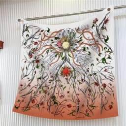 Silk Scarf Women Trees Printed Square Scarves Head Echarpes Silk Foulards Femme Wraps Beach Shawls Bandana Lady Hijabs 90CM