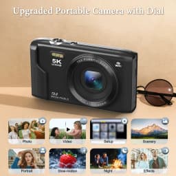 Ourlife Compact Digital Camera 5K 72MP 2.8'' Screen LCD Screen 16X Digital Zoom Vintage Photography Vlog Video Recorder YouTube