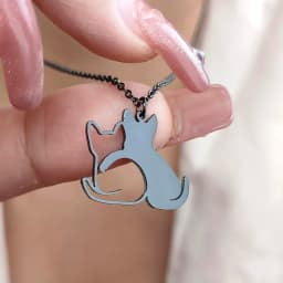 Double Cat Pattern Pendant Necklaces for Women Cute Couple Gold Choker Fine Animal Stainless Steel Jewelry Valentine's Day Gifts