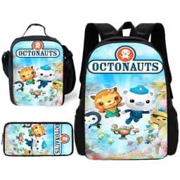 Child School Cartoon O-Octonauts Backpack with Lunch Bags ,Pencil Bags ,School Bags for Boys Girls Best Gift