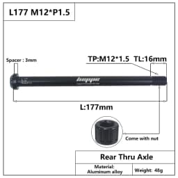 HEPPE MTB Road Bike Thru Axle Rear Hub Thru Axle Front Fork Shaft Skewers 12x100 12x110 12x142 12x148 M12xP1.0/P1.5/P1.75
