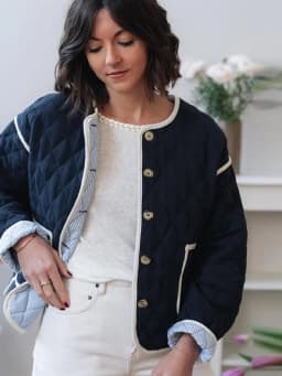 Argyle Panelled Patchwork Thin Padded Jacket Women Elegant O-neck Long Sleeve Single Breasted Pockets Coats New Ladies Outerwear
