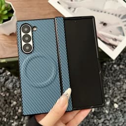 Luxury Carbon Fiber For Magsafe Hinge Case For Samsung Z Fold 8 7 6 5 4 Fold8 Ultra Wireless Charge Soft Silicone Bumper Cover