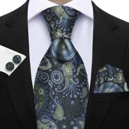 Luxury Paisley Brown Red Blue Grey Wedding Tie For Men Handky Cufflink Gift Men Necktie Fashion Designer Business Party Gift