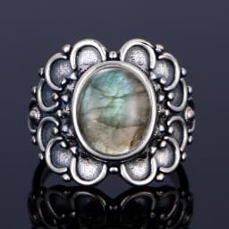 Silver Ring for Women Oval Round Natural Labradorite Ring Gift Sun Shaped Retro Luxury Fine Jewelry