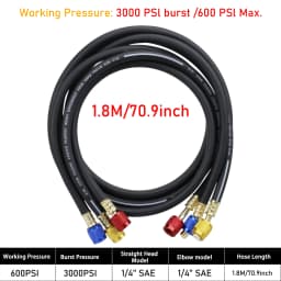 3Pcs R134A/R410A AC Charging Hose Ball Valves 600/800 PSI 1/4" SAE for R12 R22 R502 Car Air-Conditioning Refrigerant Charge Hose
