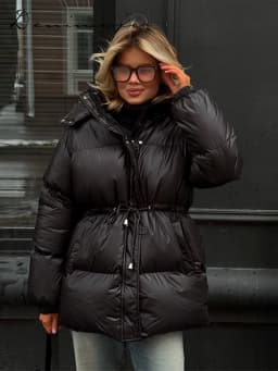  Fashion Solid Cropped Padded Coats Women Detachable Hood Zip Drawstring Hem Warm Jacket 2026 Winter New Lady Casual Outerwear
