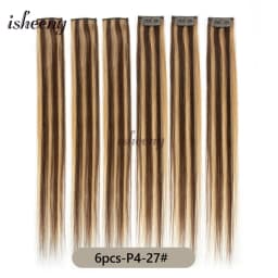 Isheeny 6PCS Mini Clip in Human Hair Pad 1Clip On Machine Weft Hair Extensions 12'-16' 30g/Pack Natural Straight Clip Hair Piece