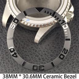 Sloping 38mm * 30.6mm Ceramic/Aluminum Bezel GMT and Diving Watch Insert Fits for 40mm Men's Watch Case Bezel Replacement Insert
