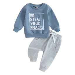 2PCS Toddler Boys Clothes Sets Long Sleeve Letter Print Sweatshirt Tops and Drawstring Pants Spring Fall lSets