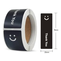 120Pcs/roll Smiling Face Black and White Thank You Rectangular Seal Sticker Gift Sticker for Homemade Packaging Decoration Label