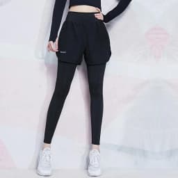 Women's High-Waist Booty Lifting Leggings - Fake Two Pieces Yoga Pants with Stretch, Quick-Dry & Street-to-Gym Trainning Pants