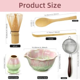 6PCS Japanese Matcha Tea Sets Flower Shaped Matcha Bowl Bamboo Matcha Whisk and Tea Scoop for Tea Lovers Gifts Tea-making Tools