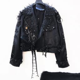 Unique Leather jacket y2k Leather jacket Gothic Leather jacket Punk Leather jacket Hiphop Leather jacket rivet Leather jacket