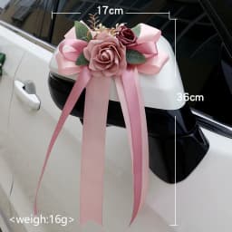 Yannew 6pcs Multi-use Wedding Car Door Handle Decoration Flowers Car Rearview Mirror Flower Just Married Auto Decor Accessories