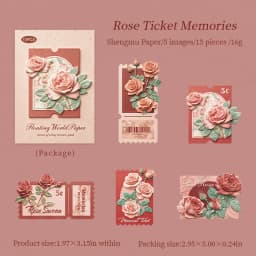 Journal GO 15pcs Embossed Texture Sticker Pack for Journaling Scrapbook Decoration 3D Flower Stickers for Collage Gift Card diy