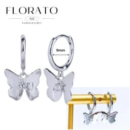 925 Sterling Silver ear needles Animal Butterfly/Elephant/Shell Pendant Hoop Earrings For Women Fashion Jewelry Accessories