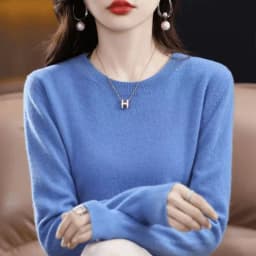 Fashion 100% Merino Wool Sweater Elegant Cashmere Pullover Women O-Neck Long Sleeve Knitwear Basic Clothing Jumper Tops