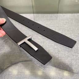 Double-Sided Leather Belt with Letter Buckle T-Shaped Men's Fashionable Genuine Leather Belt Stylish Men's Belt Workwear