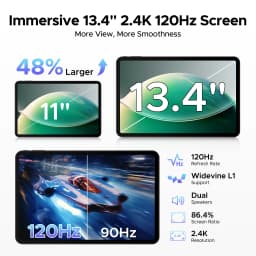 DOOGEE AORLYM P13 Tablet 48GB+128GB Gemini AI 13.4" 2.4K 120Hz Display 12000mAh Large Battery UNISOC T7280 Widevine L1 Android 16 Smart Pad