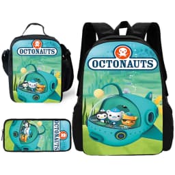 Child School Cartoon O-Octonauts Backpack with Lunch Bags ,Pencil Bags ,School Bags for Boys Girls Best Gift