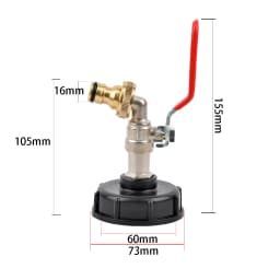 S60 Coarse Thread IBC Tank Tap Elbow PE Pipe Connector X 16mm 1/2'' 3/4'' Water Coupling Garden Hose Faucet Connector