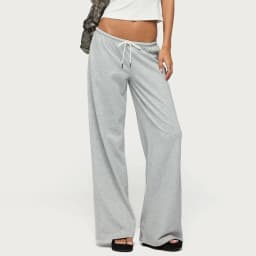 Women Drawstring Wide Leg Sweatpants Casual Loose Flared Trousers Solid Color High Waist Jogger Pants Streetwear Lounge Wear