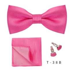 Solid Bowtie Pocket Square Cufflinks Set Business Men Neck 3pcs Bow Ties Handky Cufflinks Set Pocket Handkerchiet Accessories