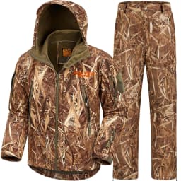 Camo Hunting Suit for Men - Water-Resistant Jacket and Pants with Warm Fleece Lining, Ideal for Cold Weather Hunting