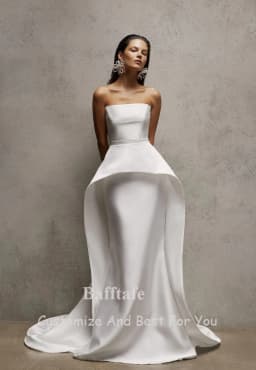 Bafftafe Customized Soft Satin Wedding Dresses Mermaid Arabric Long Bridal Gowns Formal Party Bride Wedding Photography Dress