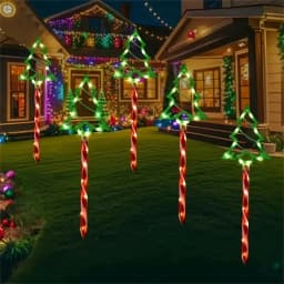 5PC/Set Solar Candy Cane Light Outdoor Waterproof 8 Modes Floor Mounted Light String Garden Courtyard Decoration