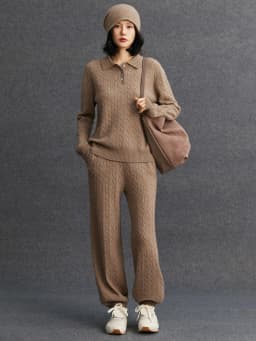 TLOML New Women's 100% Cashmere Knitted Cable Knit Bloomers Pants Autumn Winter Soft Warm Comfy Casual Trousers Cashmere Pants