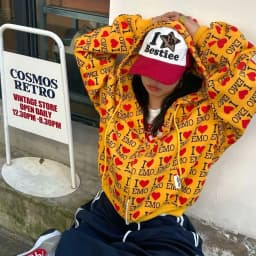 Men Women Y2K EMO Heart Print Zip Up Hoodie Couples Matching Sweatshirt Vintage E-Girl Streetwear Harajuku Fashion Daily Wear