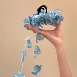 Flower Waterfall Blue Hydrangea Flower Fringe Grab Clip Atmosphere Back Head Disc Hair Shark Clip Hairpin Headgear Mori