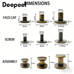 10/20/30Pcs 5-8mm Flat Head Screws Nail Metal Double Cap Side Round Rivet Leather Craft Wallet Fastener DIY Hardware Accessories