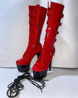 Women's high boots, PU material sexy slender thigh, model stage banquet performance 20cm pole dance high heel dance shoes