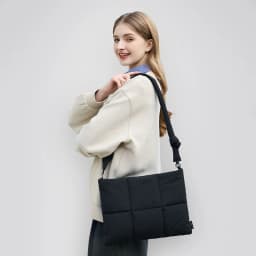 Puffy Quilted Laptop Shoulder Bag 13-14 15-16 Inch for MacBook Air Pro Padded Computer Sleeve Lightweight Carrying Case