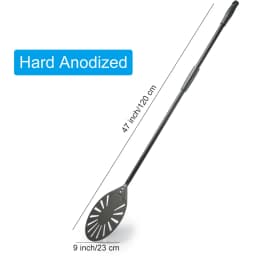 12" Hard Anodized Perforated Pizza Peel Rectangle Pizza Turning Shovel Set Aluminum Pizza Peel Paddle 40cm Long Silicone Handle