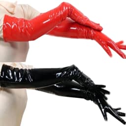 28 Colors Glossy PVC Five Fingers Gloves Long Hand Mittens Women Work Arm Length Gloves Ladies Club Stage Perform Costumes 7XL