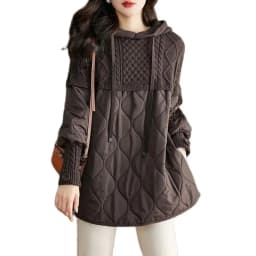 Down Cotton Jacket 2025 Comfortable Elegant Loose Women's Winter Parka Hooded Splicing Appear Thin Female Knitting Jacket