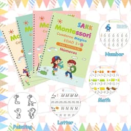 4 Books Magic Writing Copybook In Spanish Calligraphy Notebook Montessori Reusable Educational Calligraphic Letter Practice