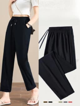 Summer Hit Thin Ice Silk Sports Pants Women's Casual Straight Leg High Waist Quick Dry Elasticity Air Conditioned Loose Fit