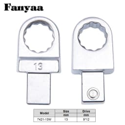 Fanyaa Bolt Nut Torque Spanner Plum Head 9*12mm Drive Square End Plum Ring Diameter 7-38mm Wrench Replacement Head Part