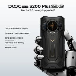 DOOGEE S200 Plus Rugged Phone 36GB RAM + 512GB ROM Dimensity 7300 11000mAh 66W 6.72” 120Hz Dimensity 7300 100MP NFC Smartphone