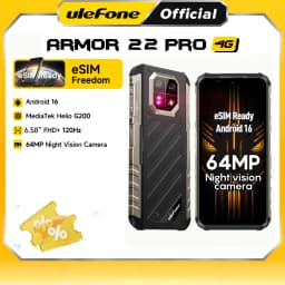 eSIM Ulefone Armor 22 Pro Rugged Phone Android 16 MTK G200 128GB/256GB Global Version Waterproof Shockproof Outdoor Smartphone