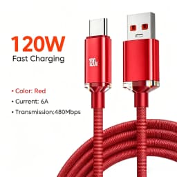 NNBILI 120W 6A Fast Charge USB Type C Quick Charge Cable For Honor Realme Xiaomi Huawei Phone Fast Charging Cable Data Cables