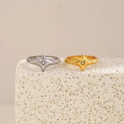E.B.belle Four-pointed Star Zircon Ring Stainless Steel Minimalist Style Creative Personalized Jewelry For Women Accessories