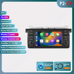 2Din Android 12 CarPlay Android Auto Radio For BMW E46 M3 318/320/325/330/335 Rover 75 Coupe Car Multimedia GPS 4G autoradio
