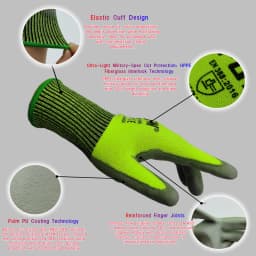 10 Pairs Military-Grade Level C Cut Resistant Gloves EN388 Certified - HPPE Fiberglass, Non-Slip Grip, Breathable for Industrial