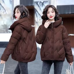 Women's Short Winter Cotton Jacket Warm New Loose Hooded Thick Cotton Coat Trendy Quilted Cotton Padded Jacket Parkas Clothing
